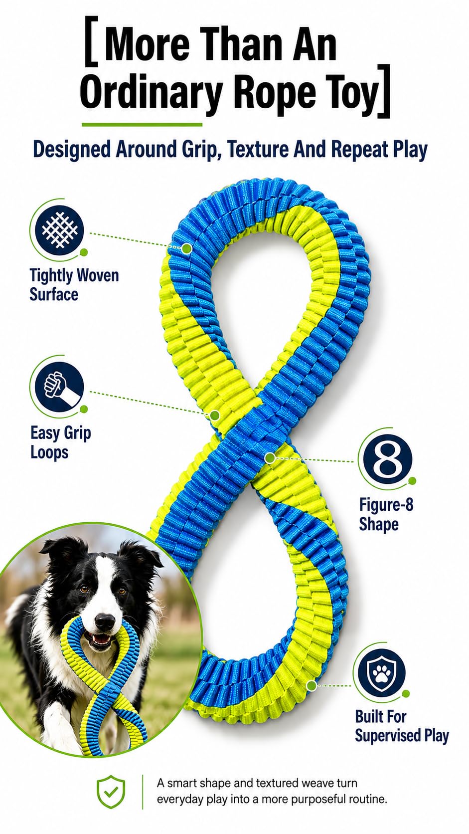 L Shaped Textured Dental Tug Toy Dogs Washable