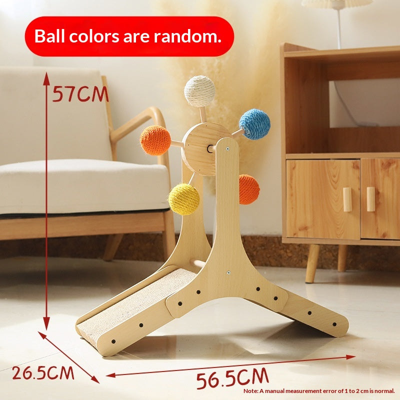 Solid Wood Cat Scratching Board Turntable Toy