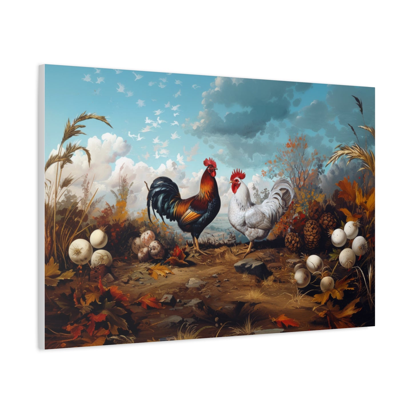 Rhode Island Red "Red & Leggy" Leghorn Chicken Canvas 1.25"