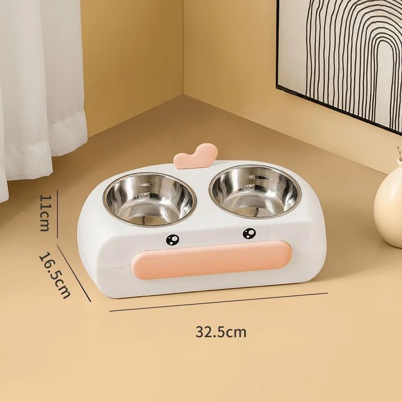 Duck Design Double Bowl Pet Food Water Feeder