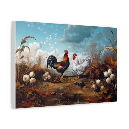 Rhode Island Red "Red & Leggy" Leghorn Chicken Canvas 1.25"