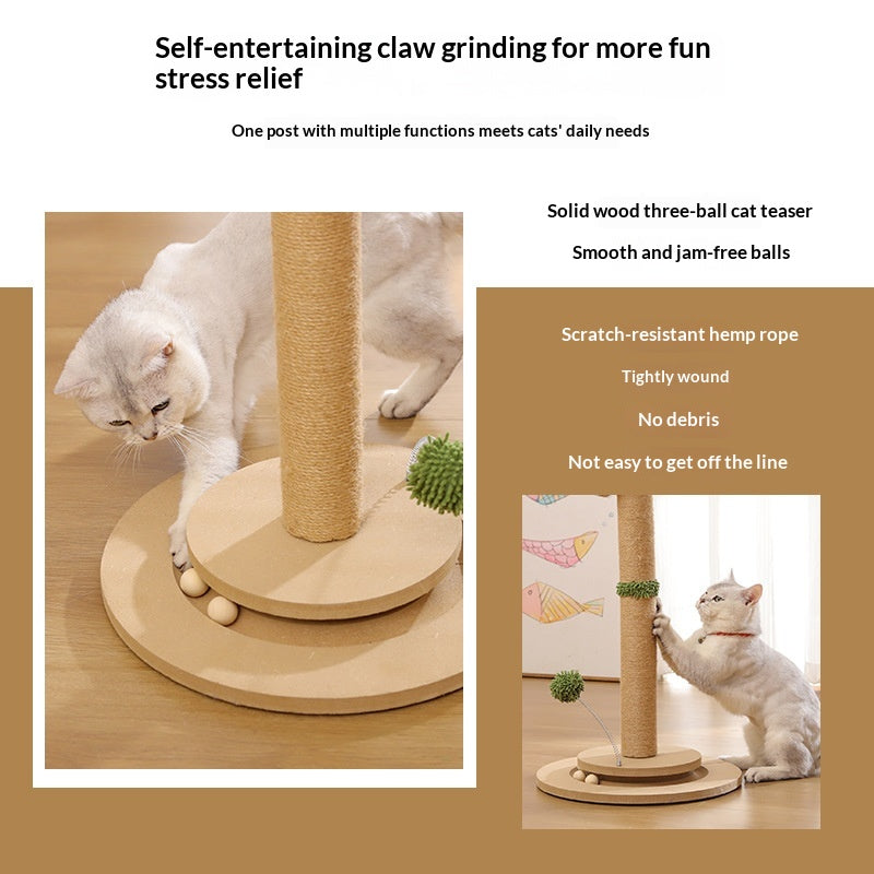 Solid Wood Cat Climbing Frame Scratching Board Toy