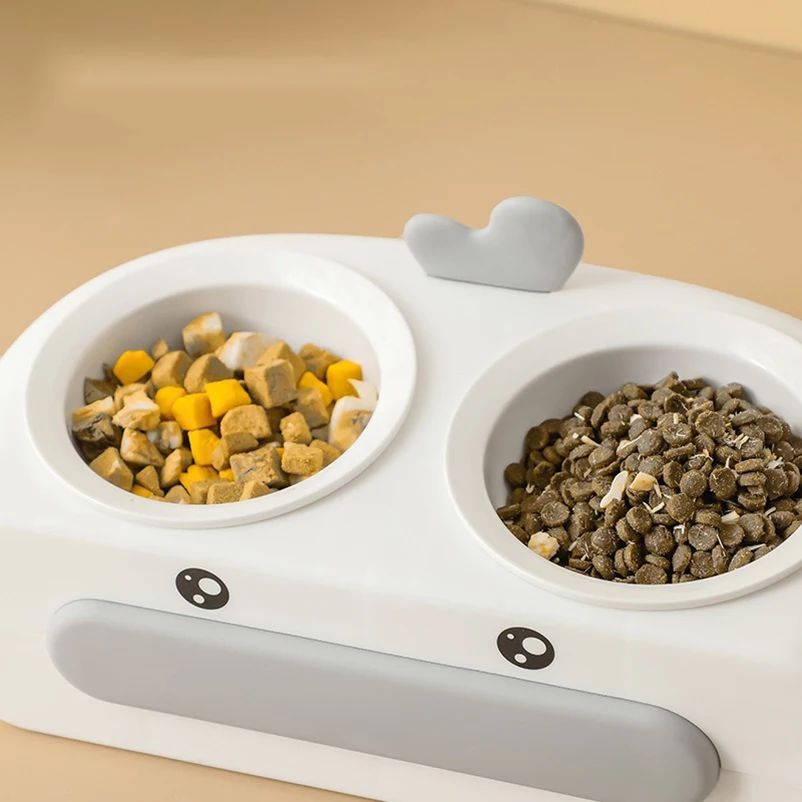 Duck Design Double Bowl Pet Food Water Feeder