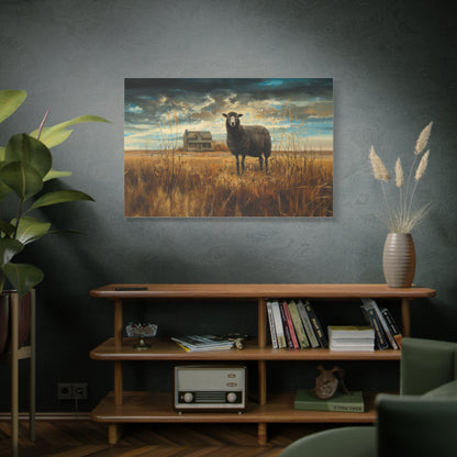 Black Welsh "Sooty" Sheep Canvas 1.25"