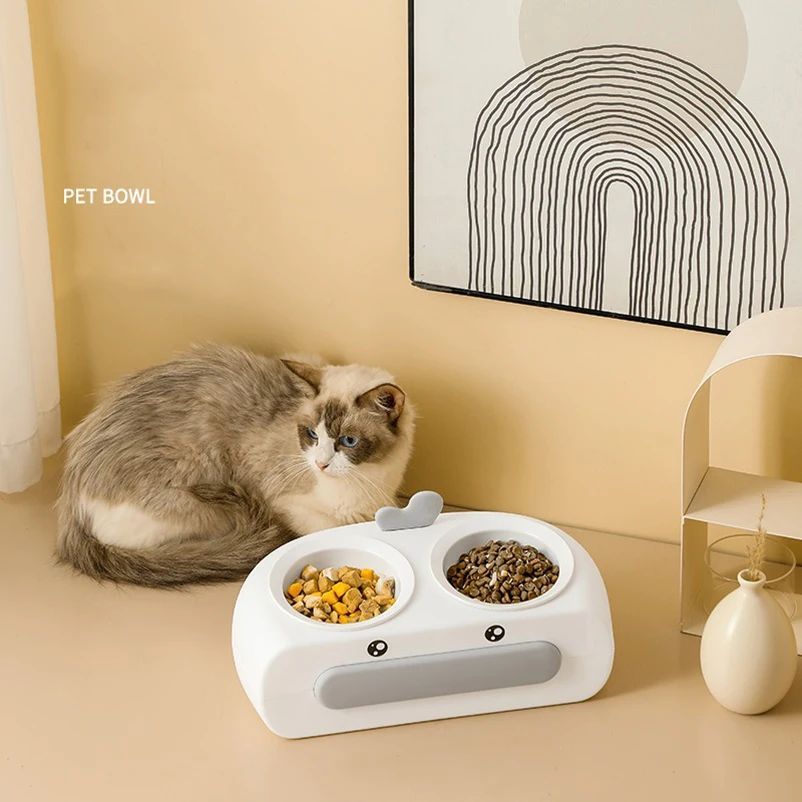 Duck Design Double Bowl Pet Food Water Feeder