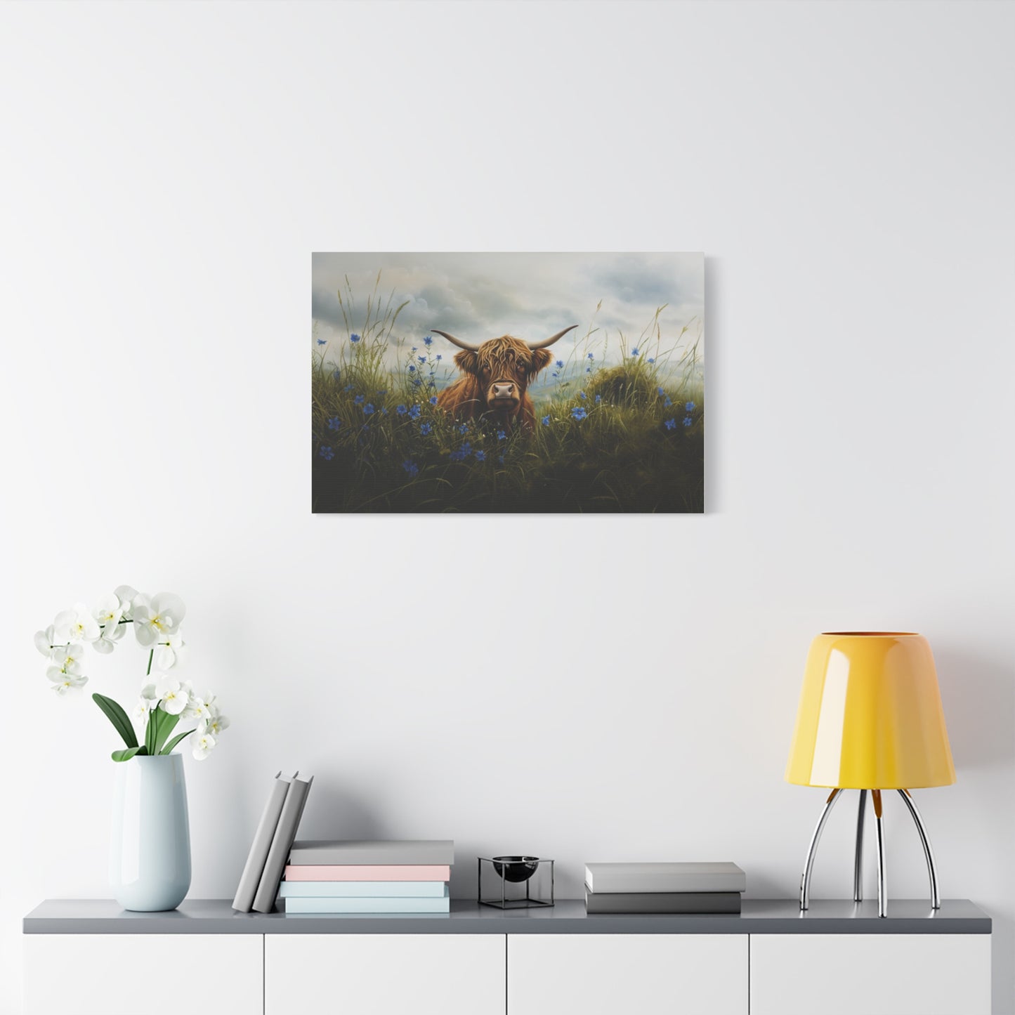 Highland "Forget Me Not" Cow Canvas 1.25"