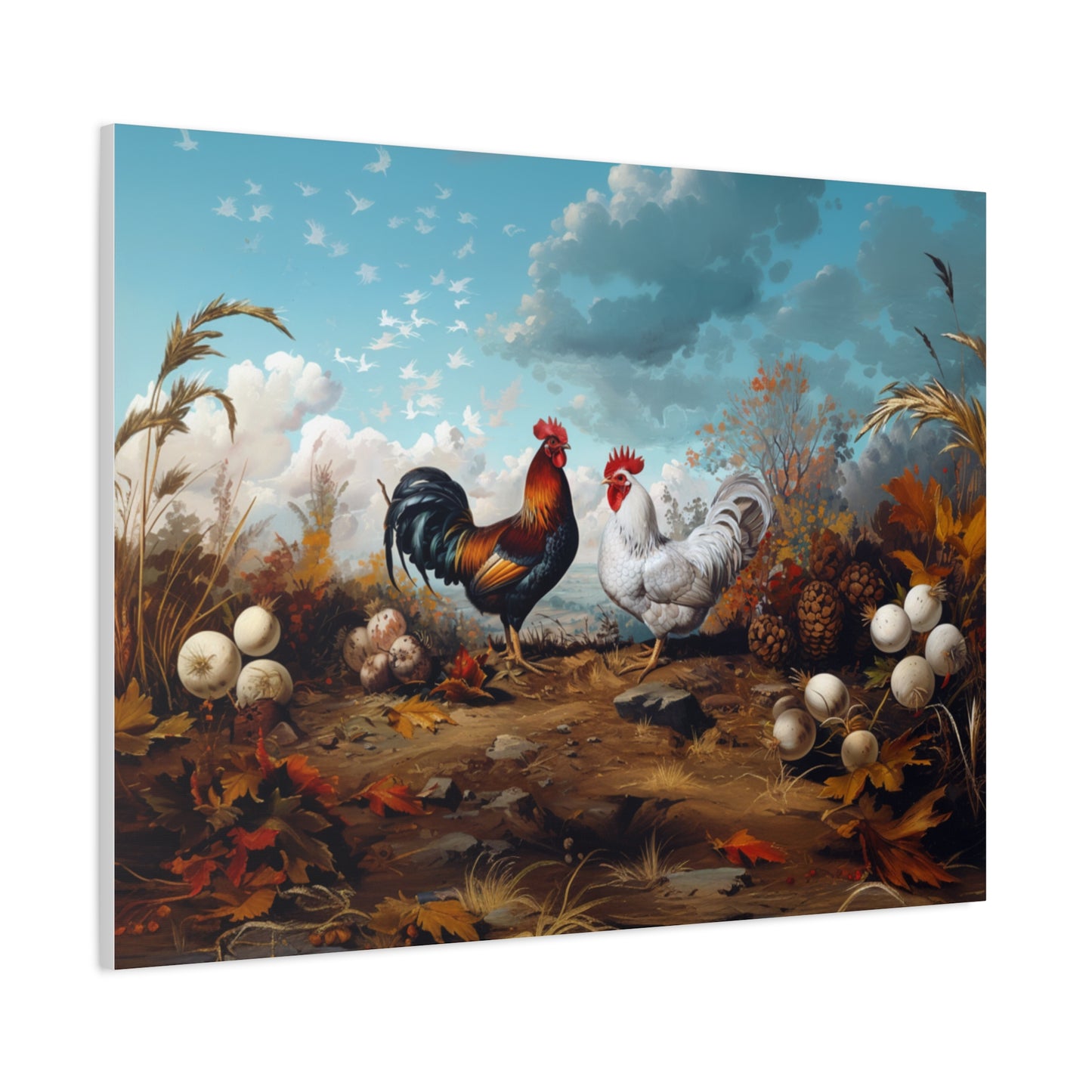 Rhode Island Red "Red & Leggy" Leghorn Chicken Canvas 1.25"