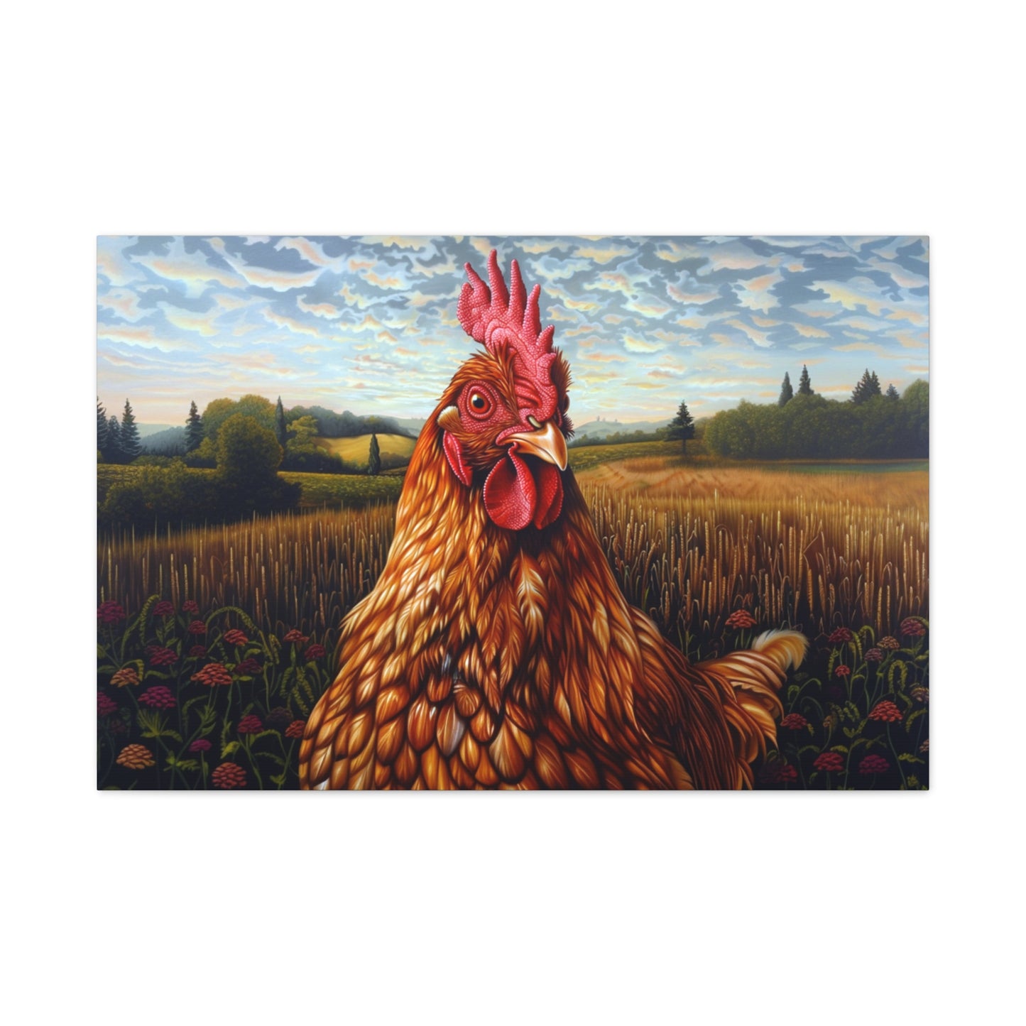 Rhode Island Red "Sunny" Chicken Canvas 1.25"