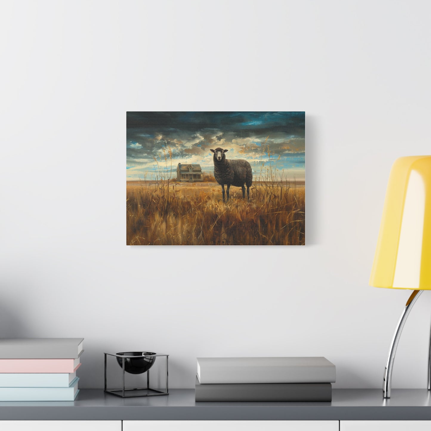 Black Welsh "Sooty" Sheep Canvas 1.25"