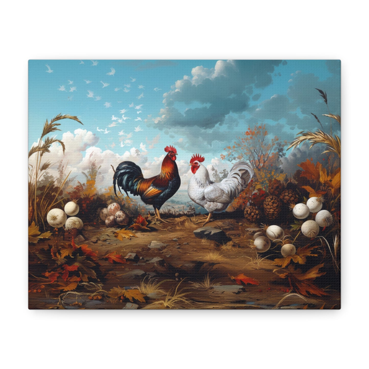 Rhode Island Red "Red & Leggy" Leghorn Chicken Canvas 1.25"