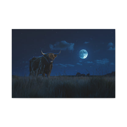 Highland "Starry Night" Cow Canvas 1.25"