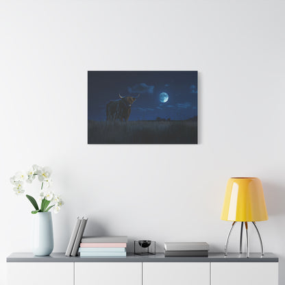 Highland "Starry Night" Cow Canvas 1.25"