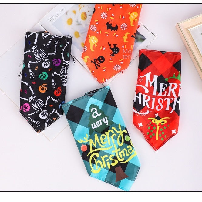 Pet Bandana Triangle Scarf Holiday Christmas Halloween Thanksgiving