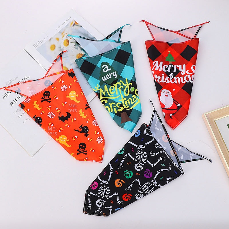 Pet Bandana Triangle Scarf Holiday Christmas Halloween Thanksgiving