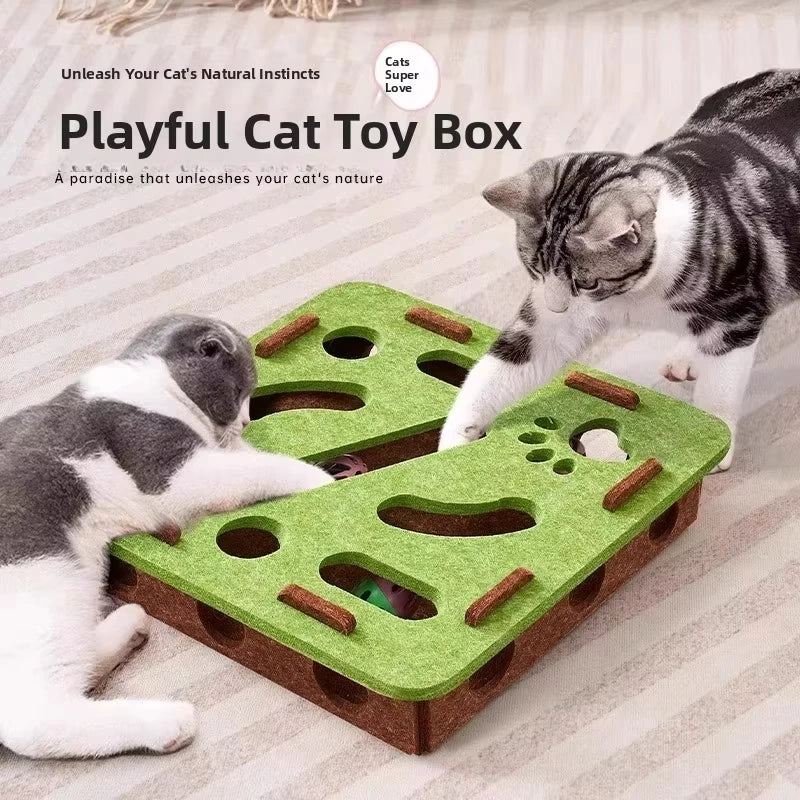 Cat Puzzle Box Felt Ball Interactive Indoor Exercise Toy