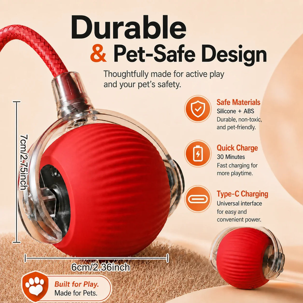 Rechargeable Automatic Rolling Interactive Dog Ball Toy