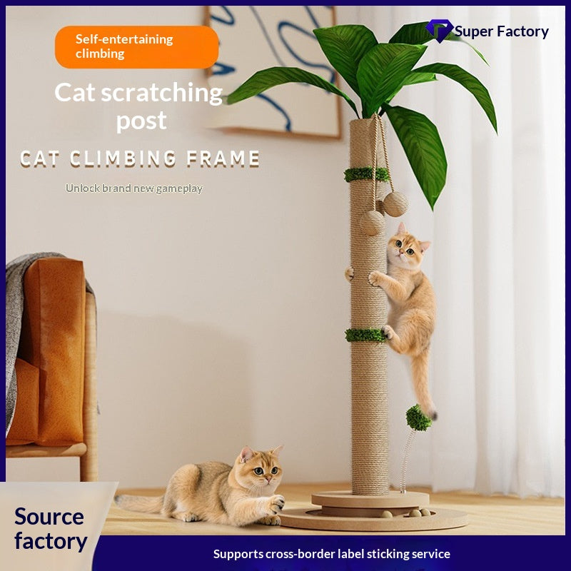 Solid Wood Cat Climbing Frame Scratching Board Toy
