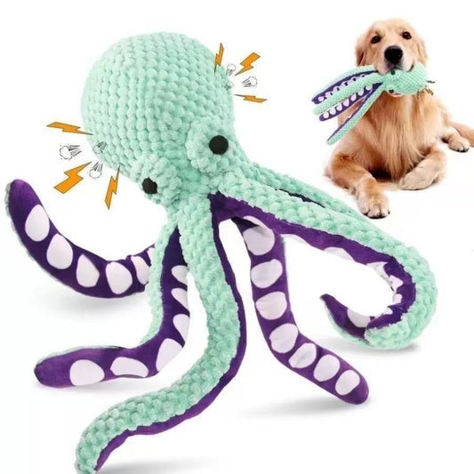 Squeaky Six Legged Octopus Plush Chew Toy