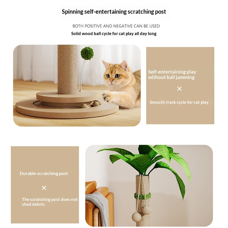 Solid Wood Cat Climbing Frame Scratching Board Toy