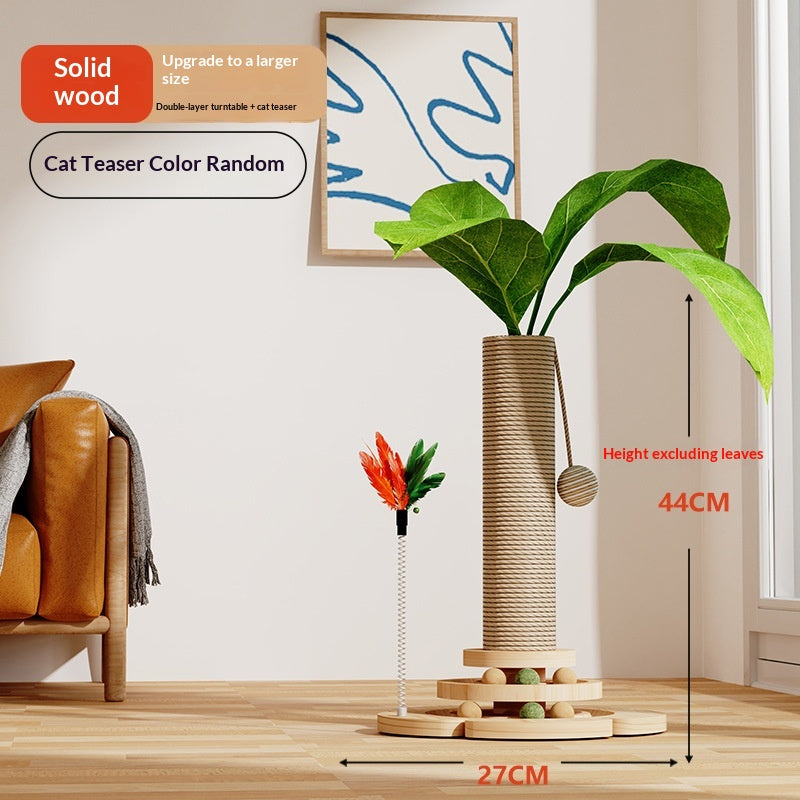 Solid Wood Cat Climbing Frame Scratching Board Toy