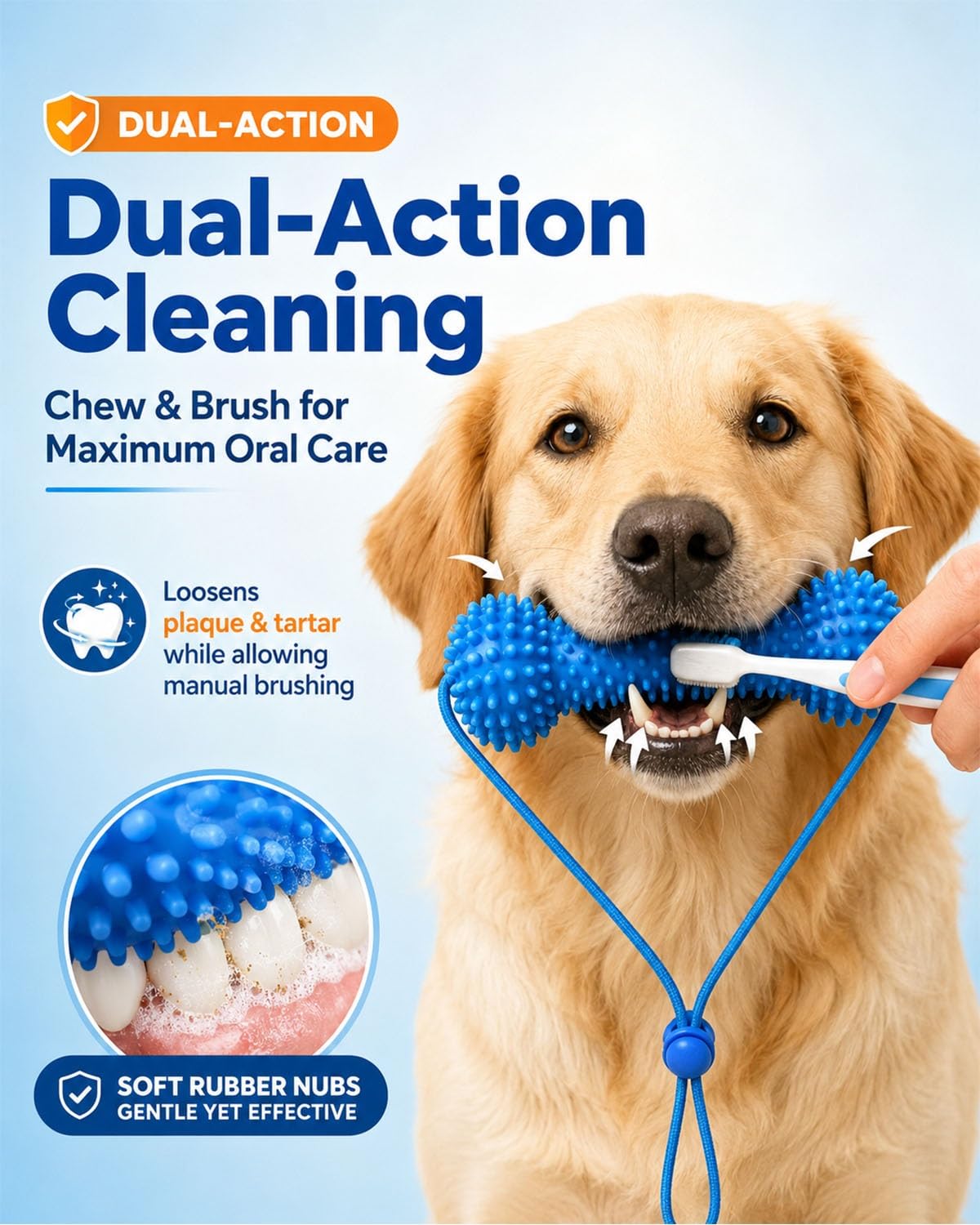 Dual Action Dog Dental Bite Brush Chew Toy
