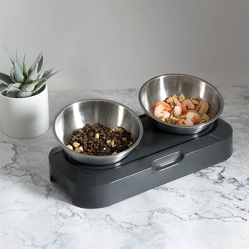 Stainless Steel Cat Dog Food Water Bowl With Stand