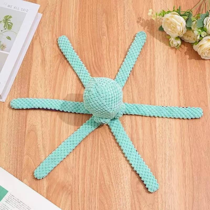 Squeaky Six Legged Octopus Plush Chew Toy