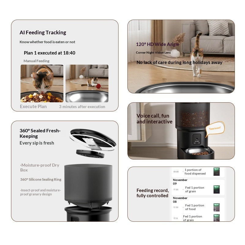 Smart Automatic Pet Feeder Timed Remote Voice Control