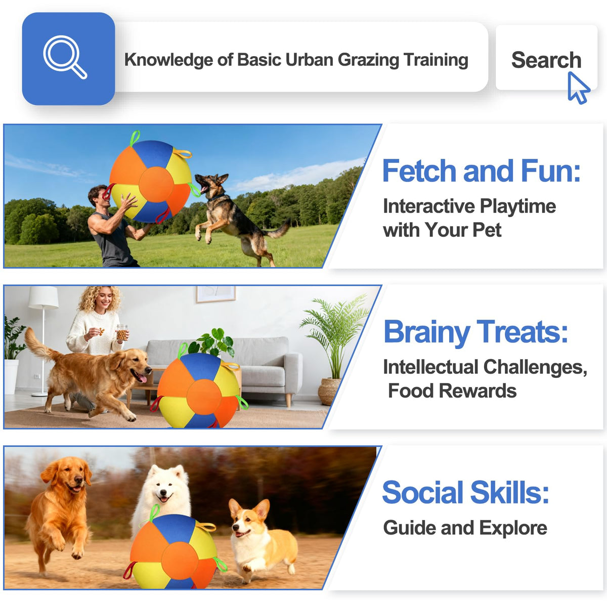 Herding Ball Dog Toy Handles Outdoor Training Interactive