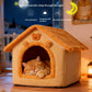 Enclosed Cat Dog Bed Winter Warm Washable All-Season