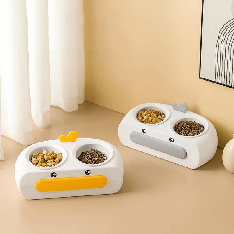 Duck Design Double Bowl Pet Food Water Feeder