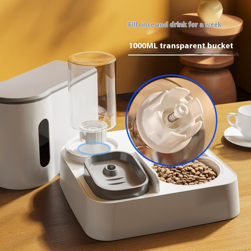 Automatic Cat Feeder Water Dispenser Integrated Double Bowl