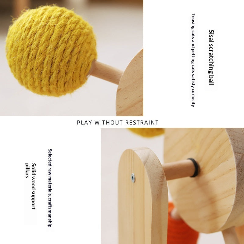 Solid Wood Cat Scratching Board Turntable Toy