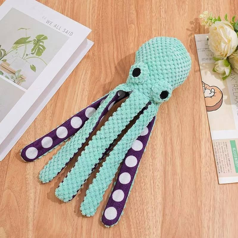 Squeaky Six Legged Octopus Plush Chew Toy
