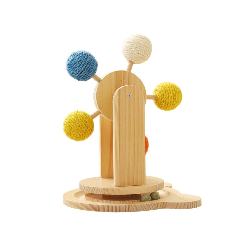 Solid Wood Cat Scratching Board Turntable Toy