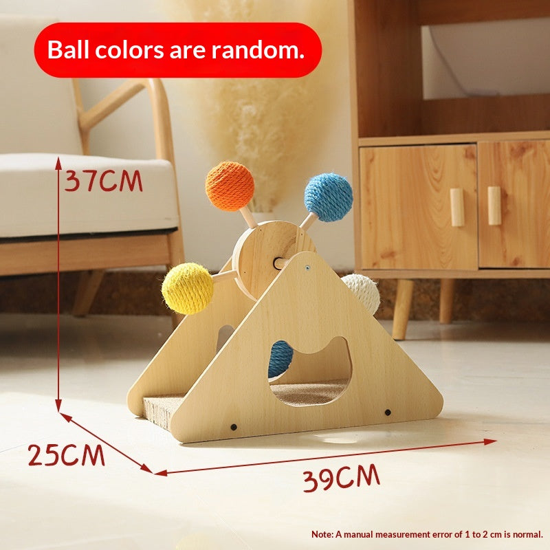 Solid Wood Cat Scratching Board Turntable Toy