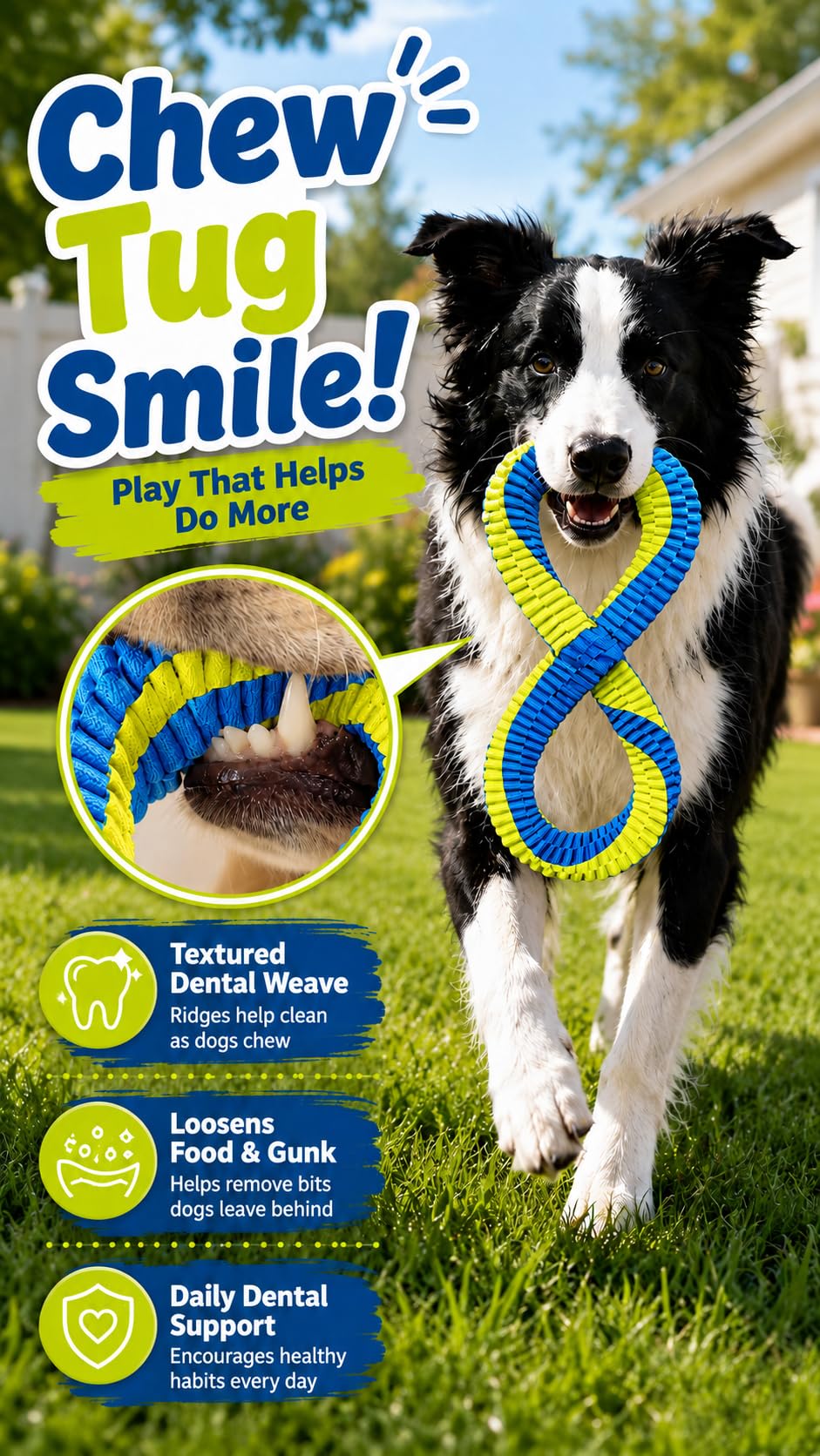 L Shaped Textured Dental Tug Toy Dogs Washable