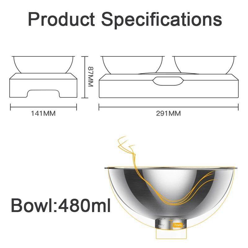 Stainless Steel Cat Dog Food Water Bowl With Stand