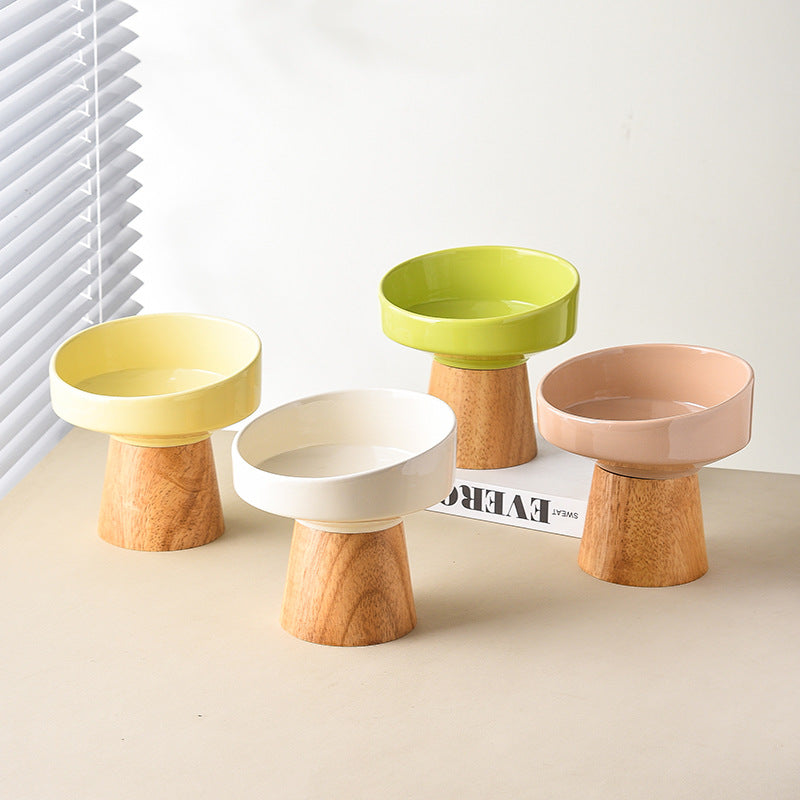 Ceramic Elevated Pet Food Water Bowl for Cats Dogs