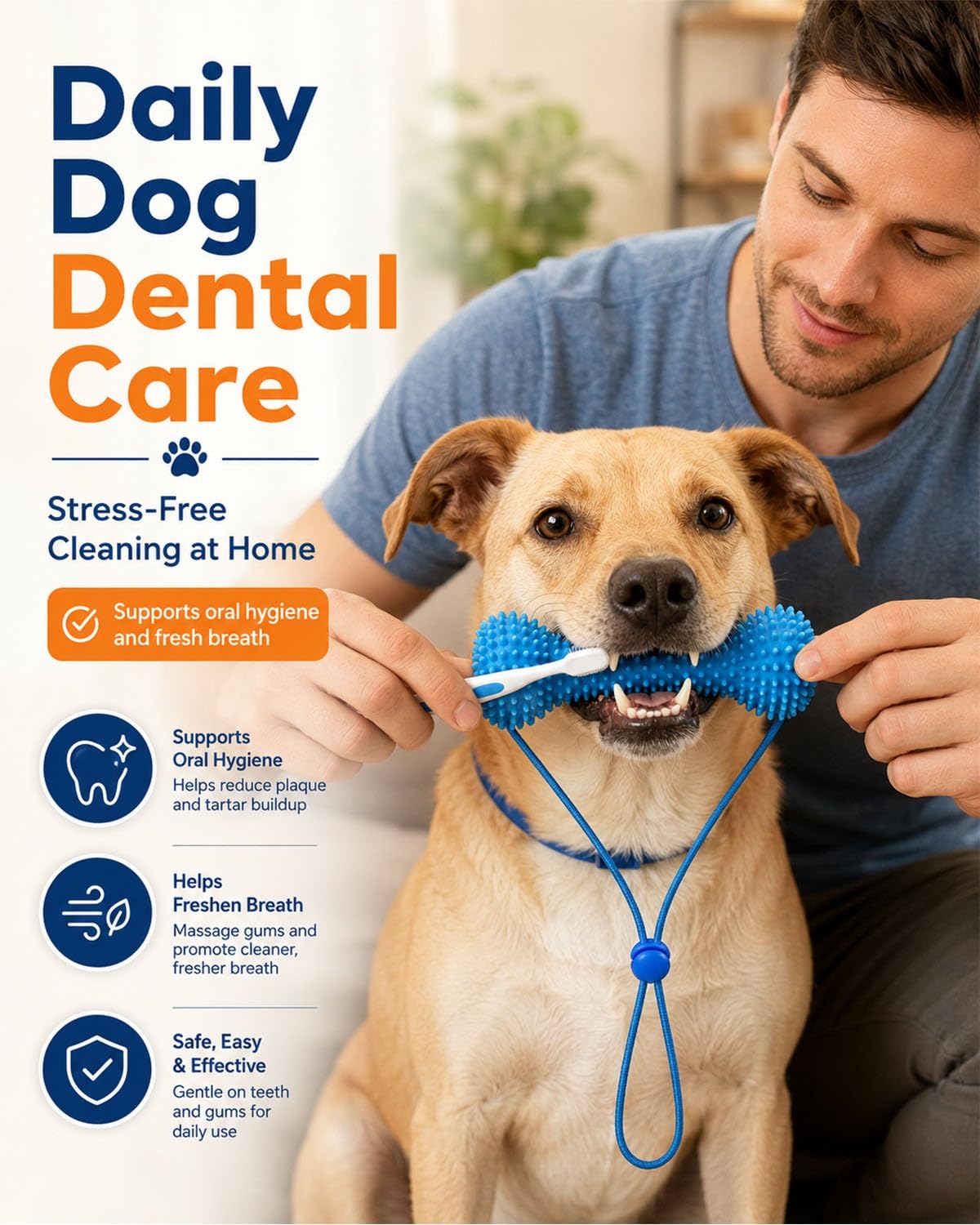 Dual Action Dog Dental Bite Brush Chew Toy