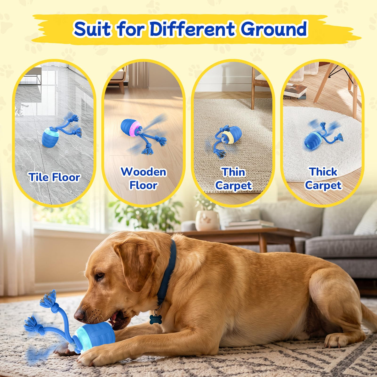 Automatic Rolling Interactive Dog Ball Toy With Rope